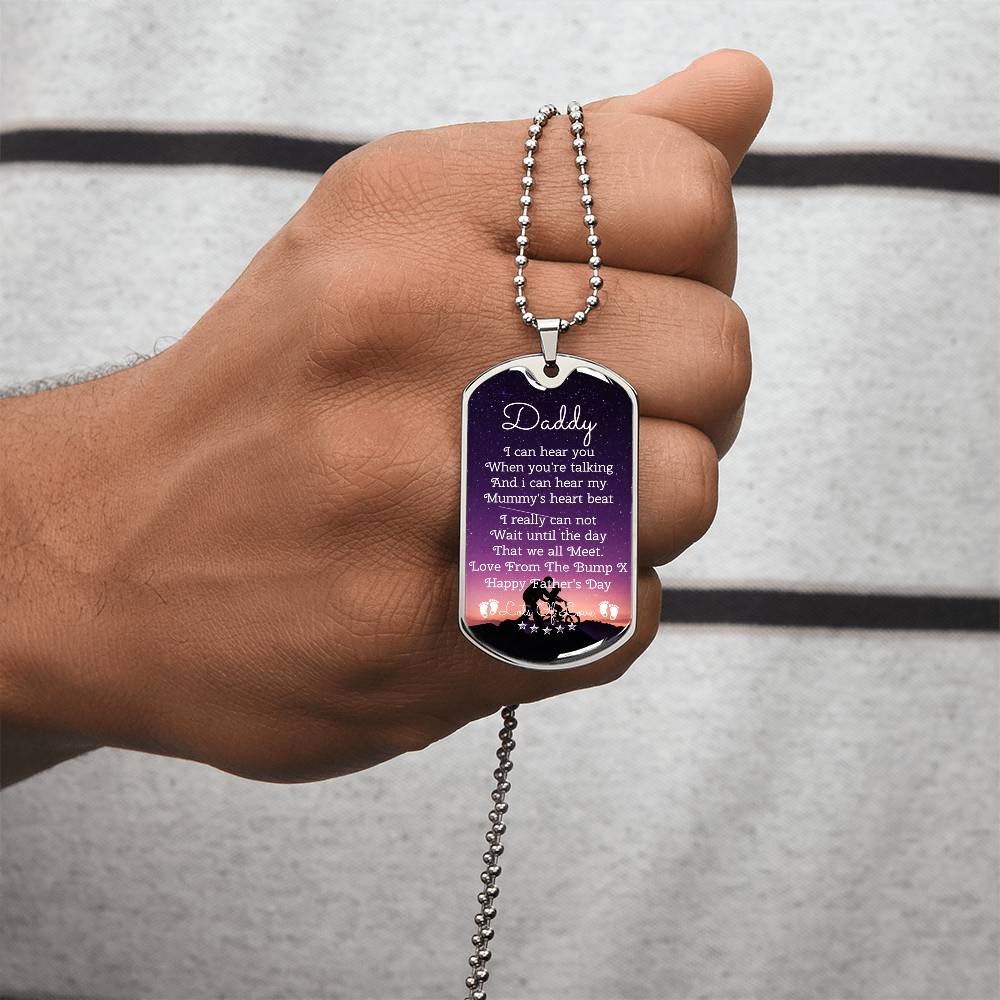 Daddy Happy First Father's Day - Army Tag Necklace, Dog Tag Necklace