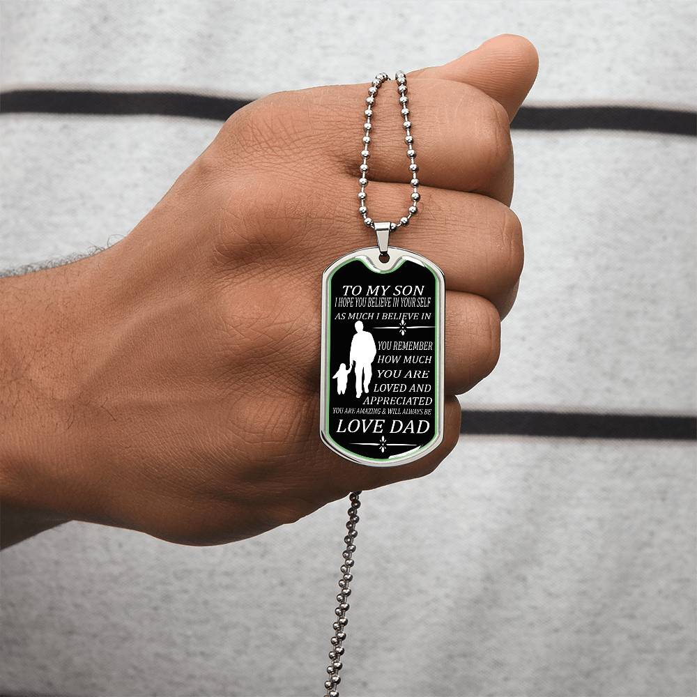 To My Son Pendant With Military Ball Chain Love For Dad - Army Tag Necklace, Dog Tag Necklace