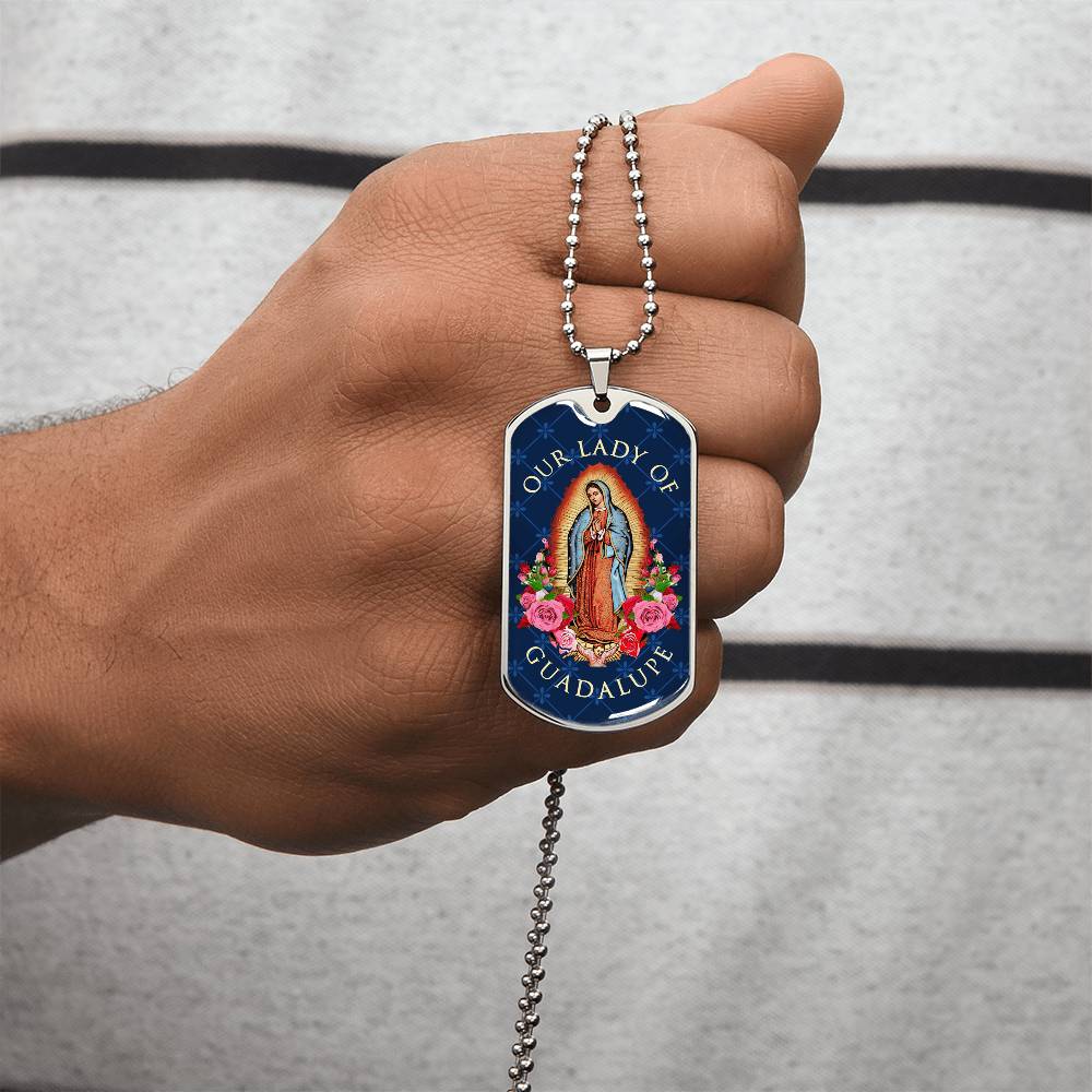 Our Lady Of Guadalupe Luxury Dog Tag Necklace - Army Tag Necklace, Dog Tag Necklace