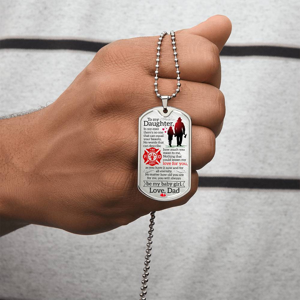 Firefighter Daughter Necklace - Firefighter Mom Necklace Gift - Firefighter Gift - Gift For Daughter - Gift From Father - Army Tag Necklace, Dog Tag Necklace