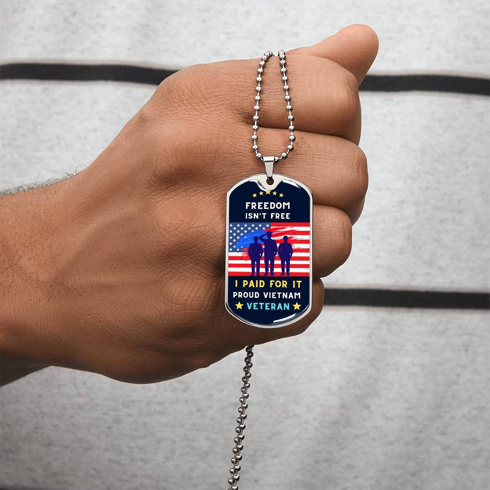 Proud Vietnam Veteran - Army Tag Necklace, Dog Tag Necklace