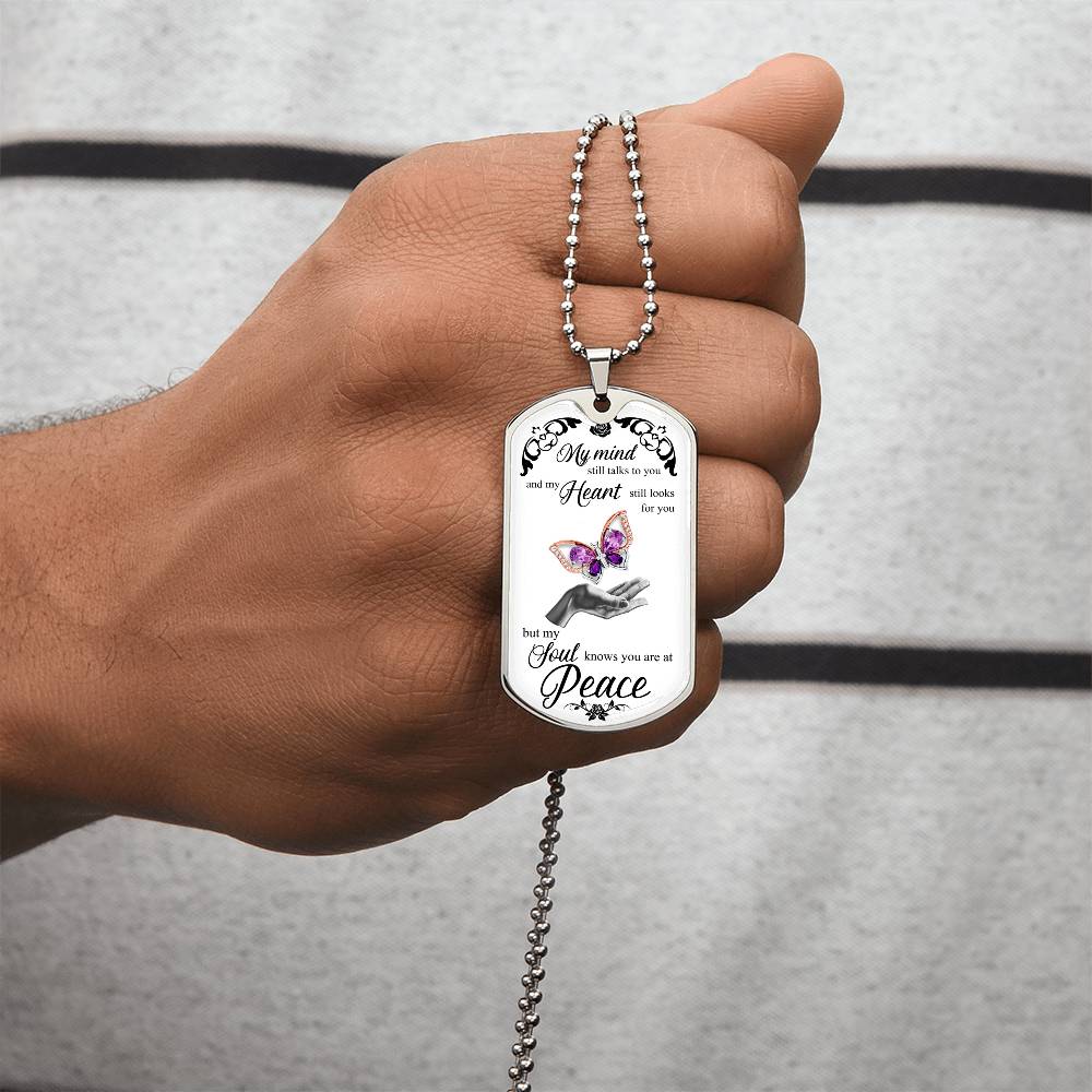 Custom Stainless Steel Necklace With Butterfly - Women Personalized Necklace - Best Gift For Girlfriend - Army Tag Necklace, Dog Tag Necklace