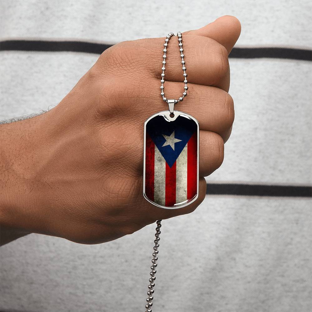 Puerto Rican Dog Tag - Army Tag Necklace, Dog Tag Necklace