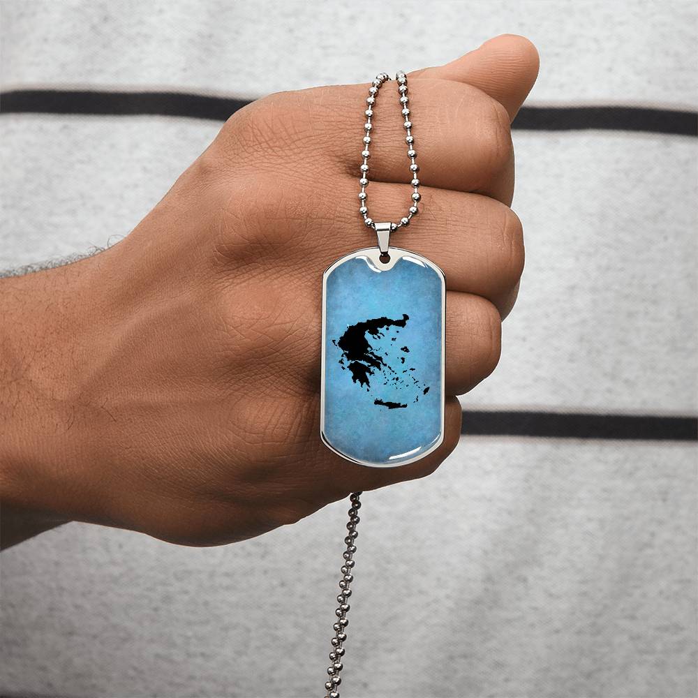 Greece Dog Tag Necklace - Army Tag Necklace, Dog Tag Necklace