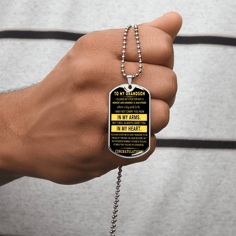 Graduation Gift For Grandson - Army Tag Necklace, Dog Tag Necklace