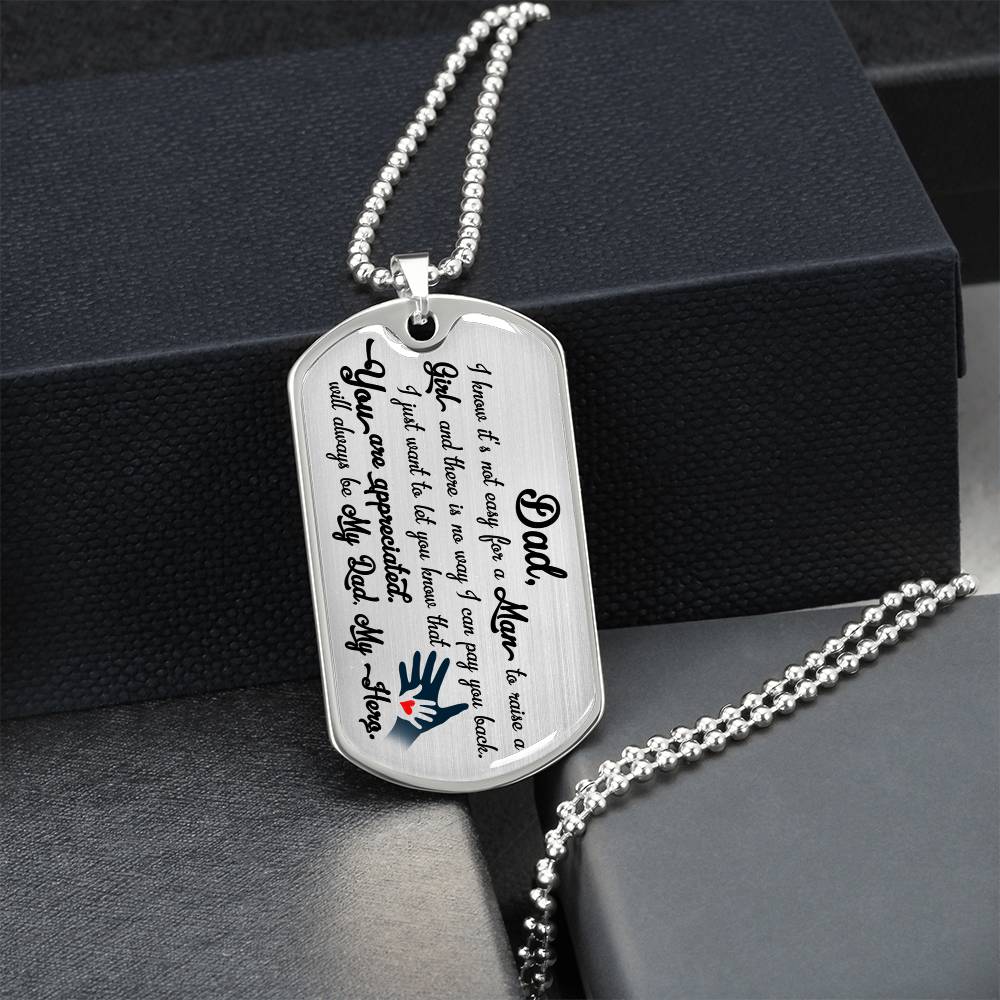 Dad Gift - Necklace For Dad - Fathers Day Gift - Gift From Daughter - Father Necklace - Dad Necklace - Gift For Daddy - Army Tag Necklace, Dog Tag Necklace
