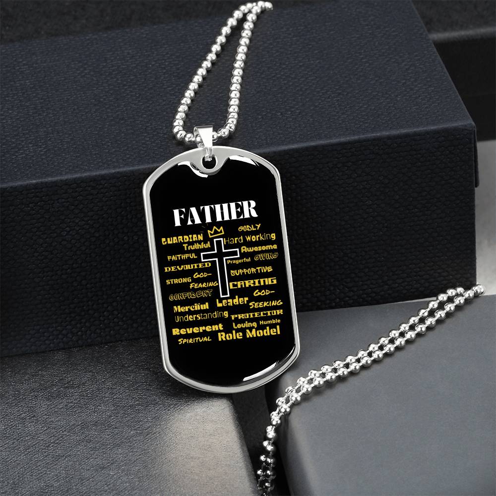 Father Dog Tag, Father's Day, Faith, Christian Father - Army Tag Necklace, Dog Tag Necklace
