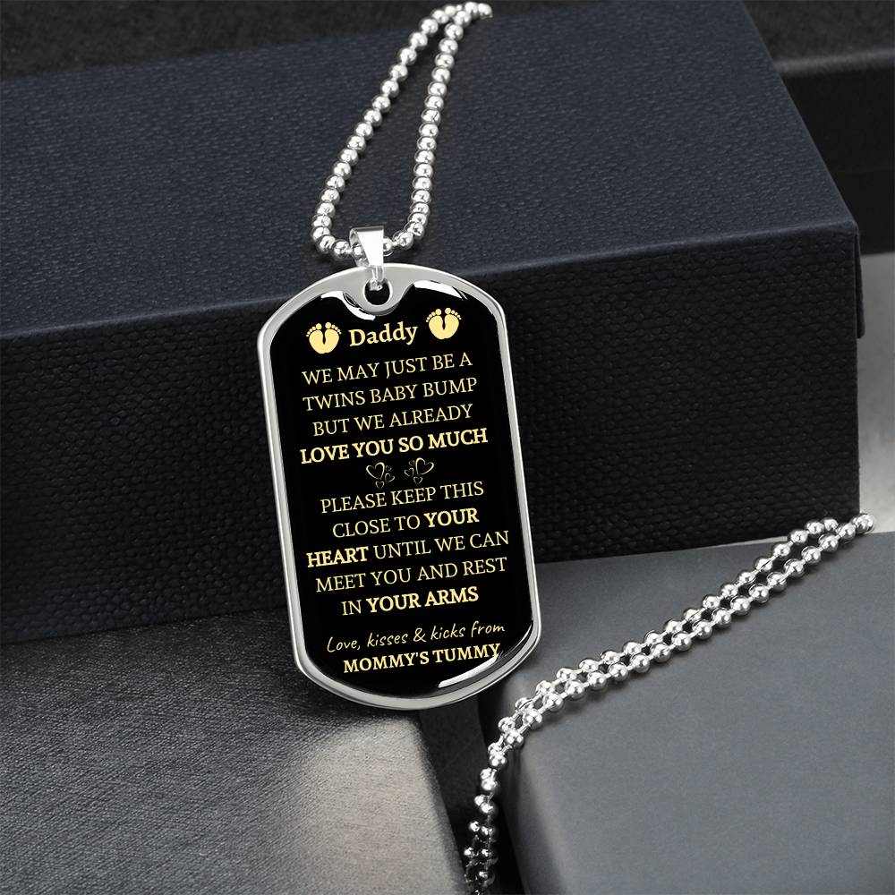 New Dad Gift - Gift From Wife - Birthday Gift For Him - Gift From Bump - Gift For Dad - Pregnancy Reveal Gift - Army Tag Necklace, Dog Tag Necklace