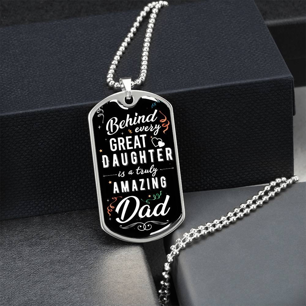 Father Daughter Gift - Father's Day Gift - Birthday Gift For Dad -  Gift From Daughter - Father Gift - Gift For Him - Army Tag Necklace, Dog Tag Necklace