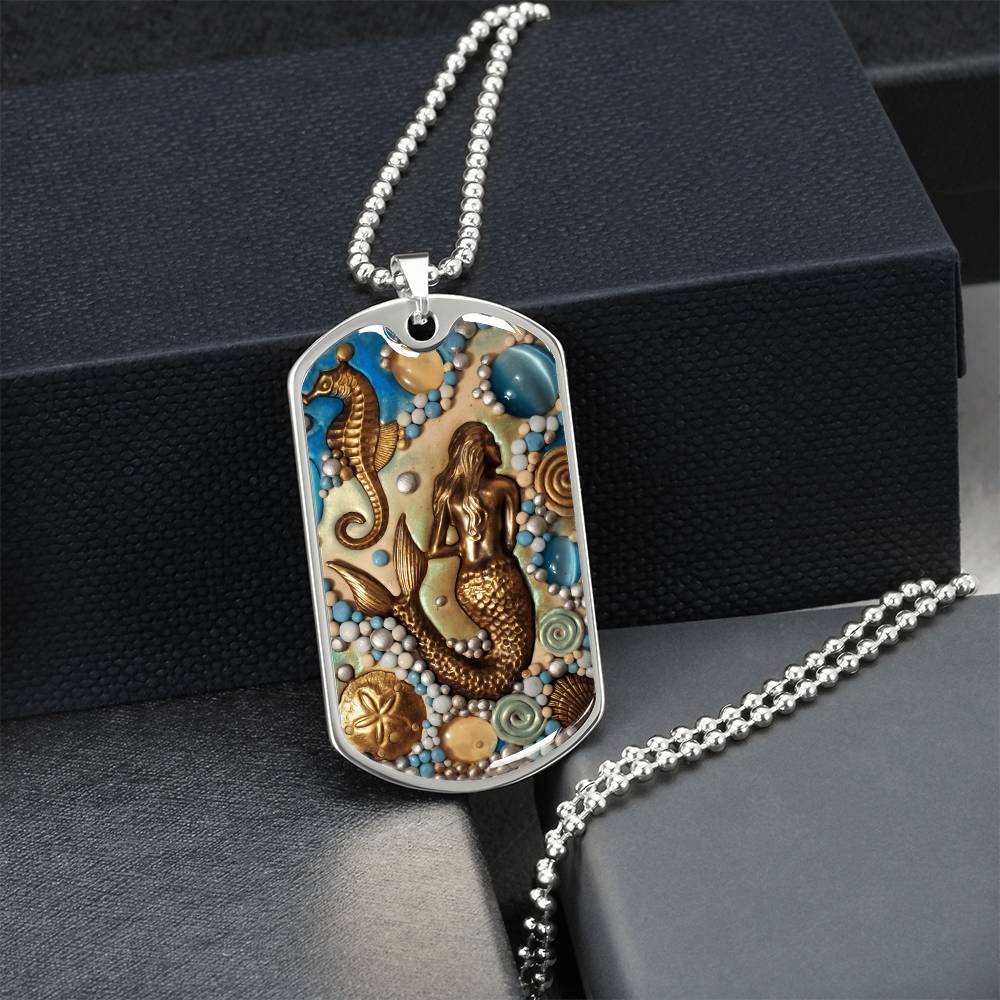 Mermaid Mythology Pendant Bangle - Army Tag Necklace, Dog Tag Necklace
