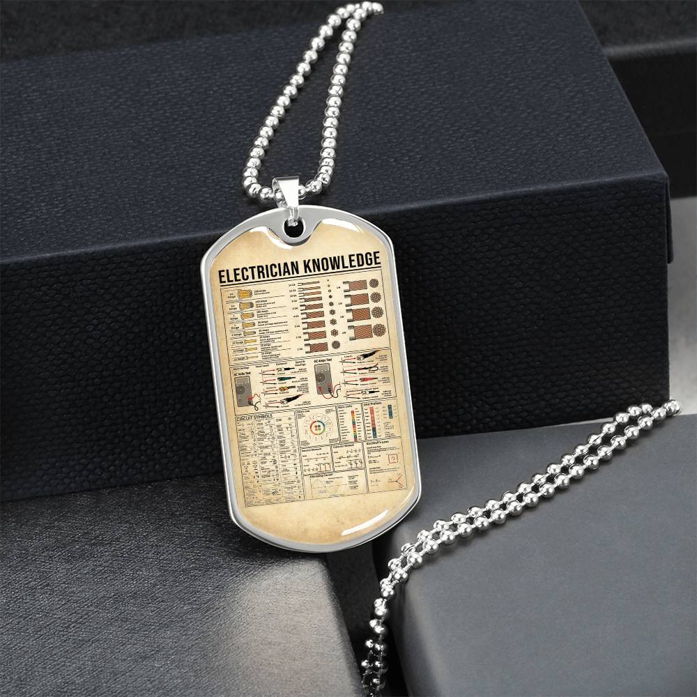 Electrician Knowledge Dog Tag Pendant - Army Tag Necklace, Dog Tag Necklace