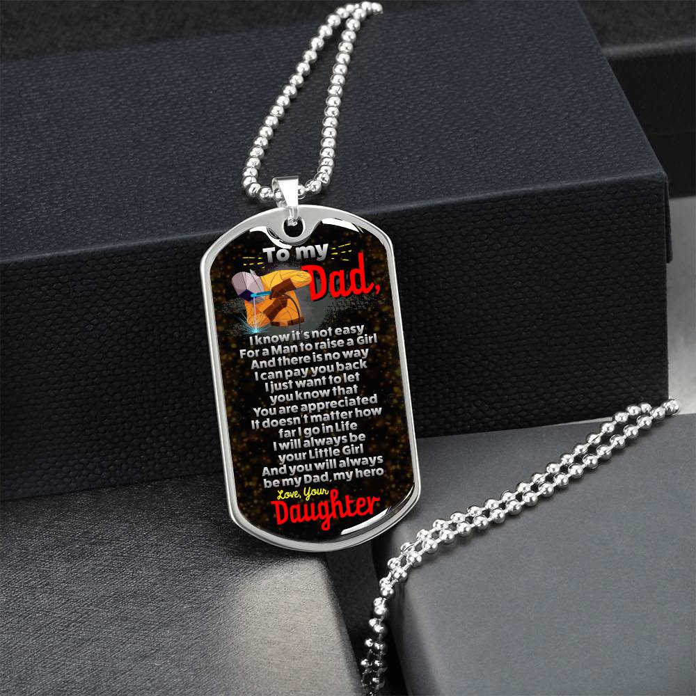 Dad Dog Tag Necklace, To My Dad, I Want You To Believe Deep In Your Heart, Dad Birthday Gift, Inspirational Necklace - Army Tag Necklace, Dog Tag Necklace
