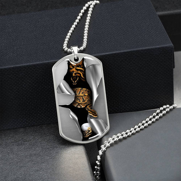 Ball Python - Army Tag Necklace, Dog Tag Necklace - Heartstring Treasures