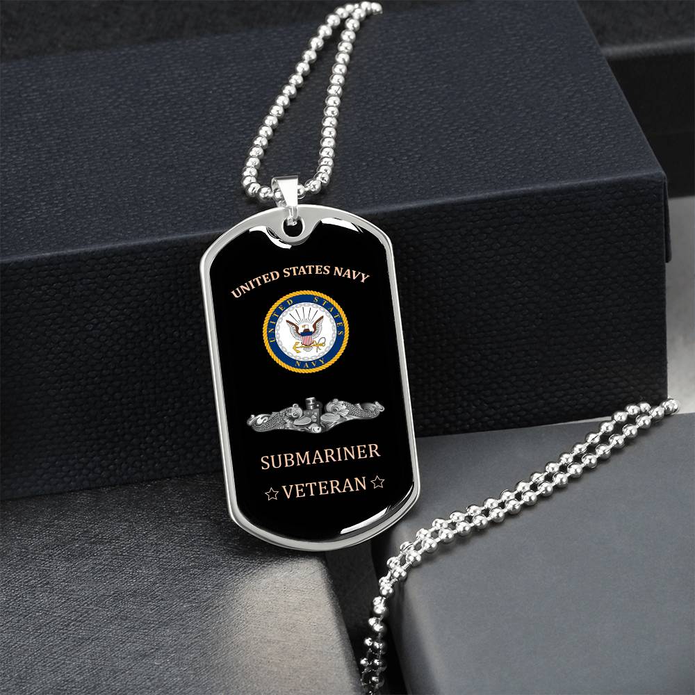 United States Navy Submariner - Veteran - Army Tag Necklace, Dog Tag Necklace