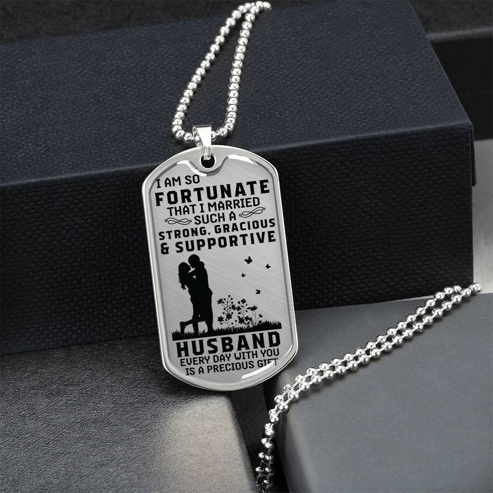 I Love My Husband - Military Style Dog Tag - Army Tag Necklace, Dog Tag Necklace