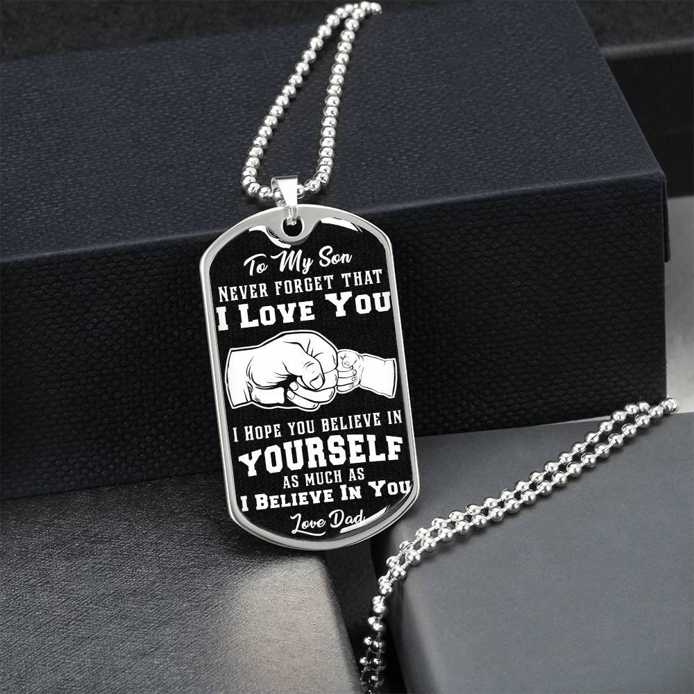 To My Son Necklace, Gift From Mom, Love Message From Mother To Son, Birthday Military Graduation Christmas Son Necklace Gift - Army Tag Necklace, Dog Tag Necklace