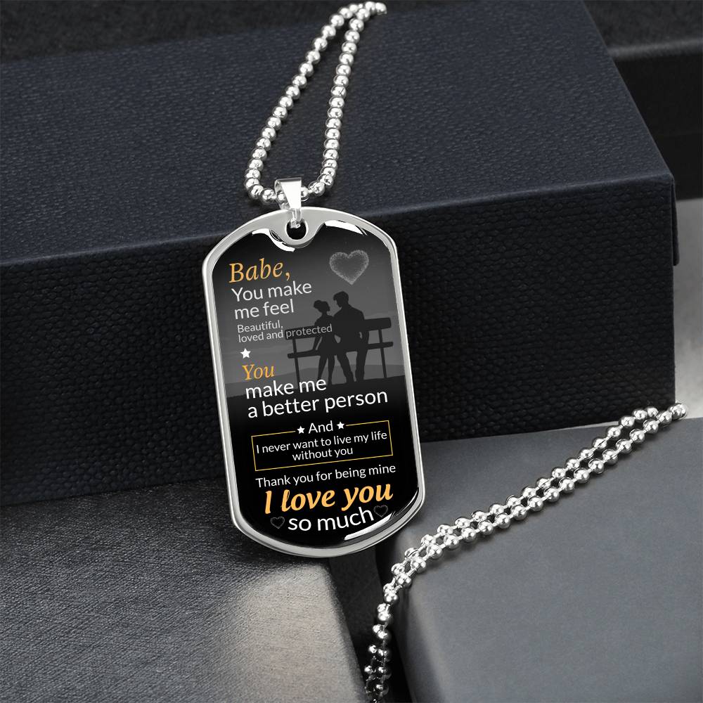 To My Girlfriend Necklace - Necklace For Girlfriend, Birthday Gift For Girlfriend, Girlfriend Gifts, Valentine Gift For Girlfriend - Army Tag Necklace, Dog Tag Necklace