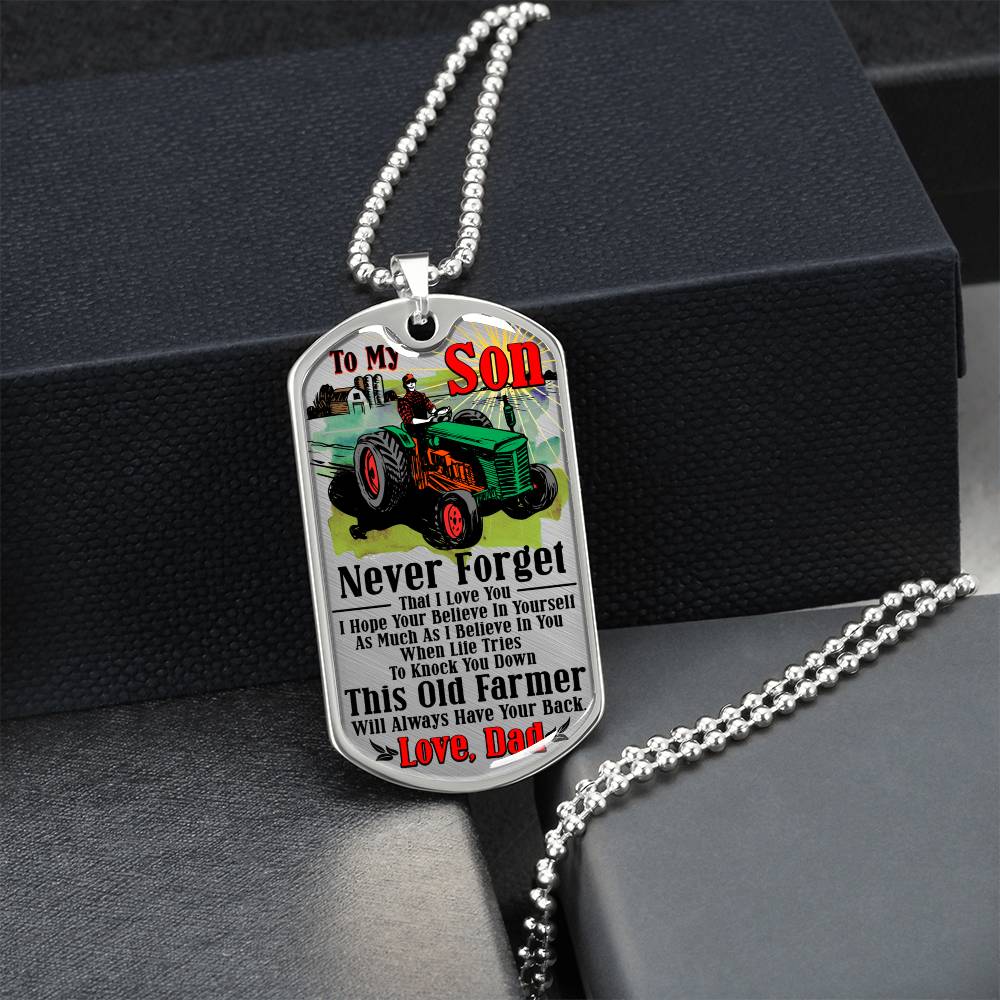 Farmer's Son - Premium Dog Tag - Army Tag Necklace, Dog Tag Necklace