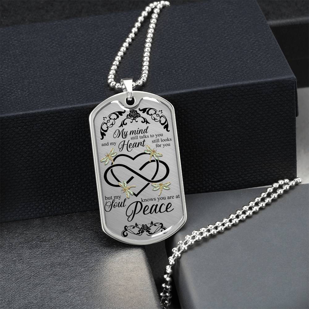 Dragonflies Heart Infinity Art My Mind Still Talks To You Luxury Dog Tag Necklace - Army Tag Necklace, Dog Tag Necklace