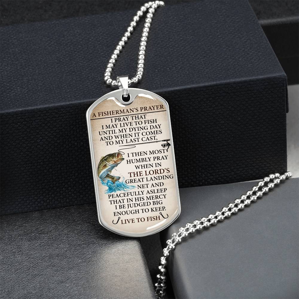 A Fisherman's Prayer - Army Tag Necklace, Dog Tag Necklace