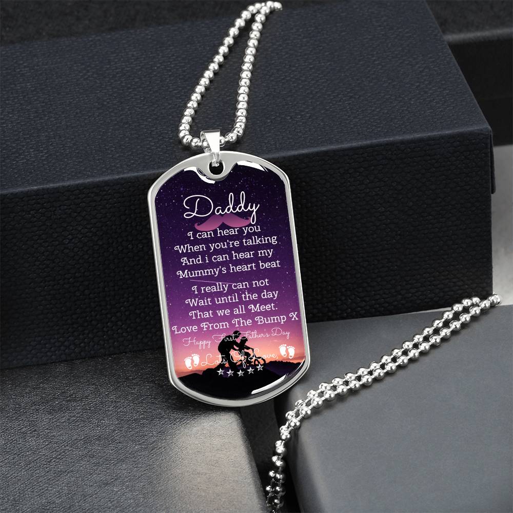 Daddy Happy First Father's Day New Dad - Army Tag Necklace, Dog Tag Necklace
