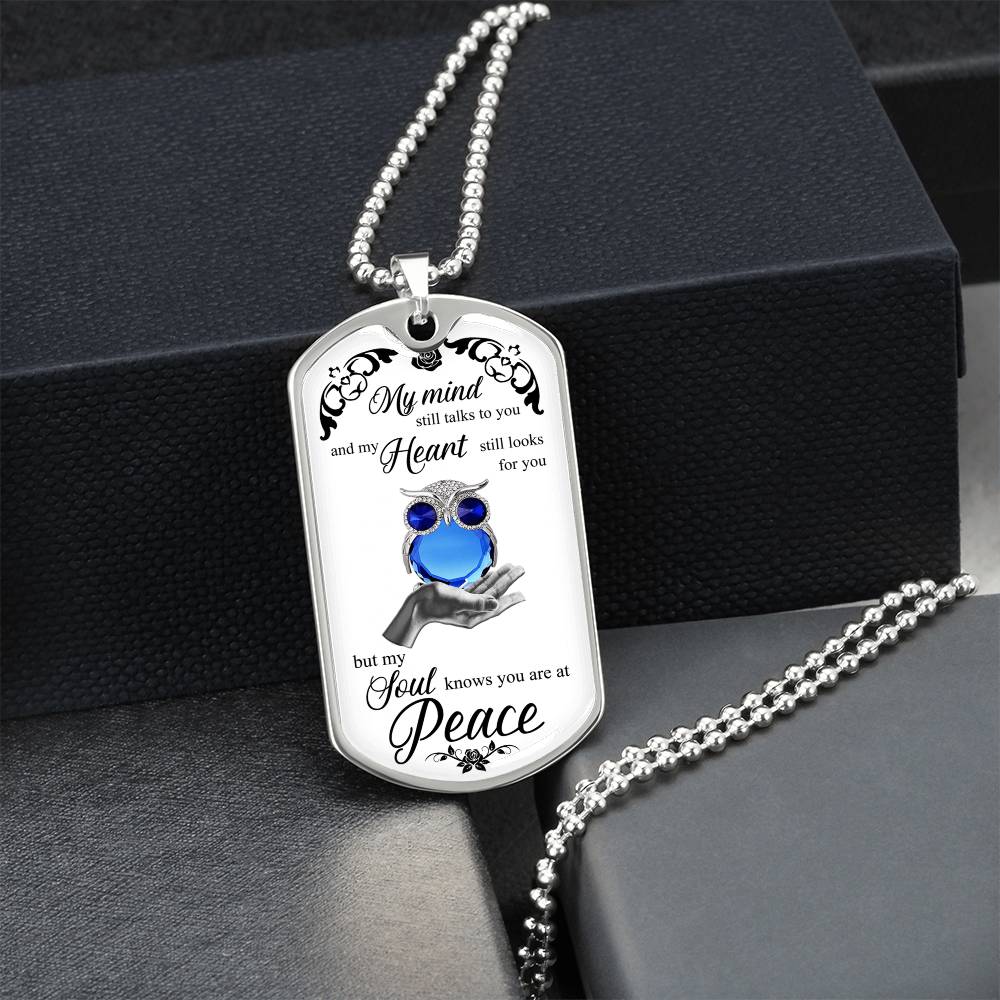 Owl Necklace, Viking And Celtic Inpsiration, With Pentagram And Moon Motif, Little Silver Owl Necklace, Silver Owl Pendant - Army Tag Necklace, Dog Tag Necklace