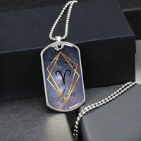 Aries Galaxy Dog Tag Personalized Necklace - Army Tag Necklace, Dog Tag Necklace