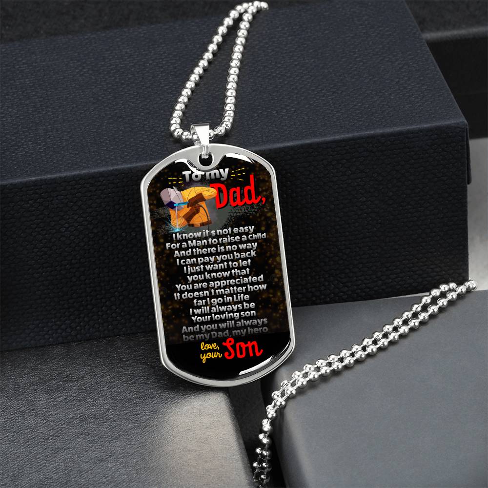 To My Dad Necklace, Love You My Whole Life, Dad Gift, Dad Birthday Gift, Daughter To Dad Gift, Present For Dad - Army Tag Necklace, Dog Tag Necklace