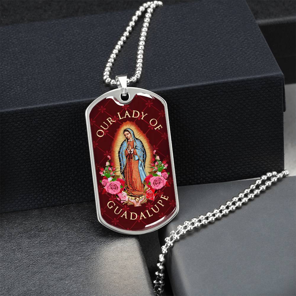 Our Lady Of Guadalupe Luxury Dog Tag Necklace - Army Tag Necklace, Dog Tag Necklace