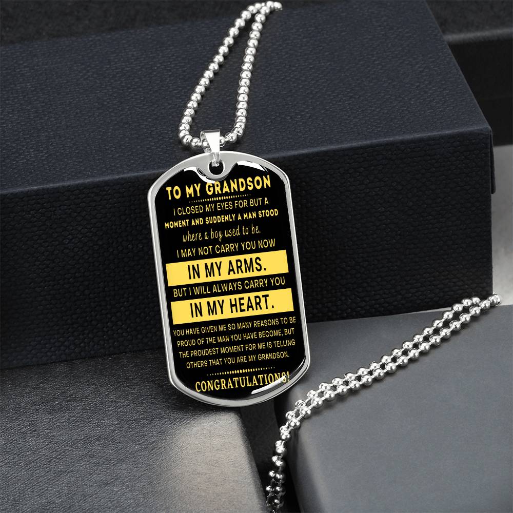 Graduation Gift For Grandson - Army Tag Necklace, Dog Tag Necklace