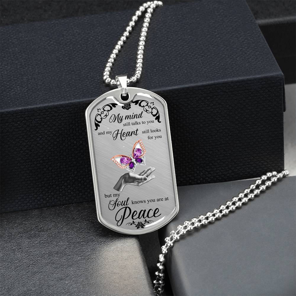 Gem Butterfly On Lady Hand Luxury Dog Tag - Army Tag Necklace, Dog Tag Necklace