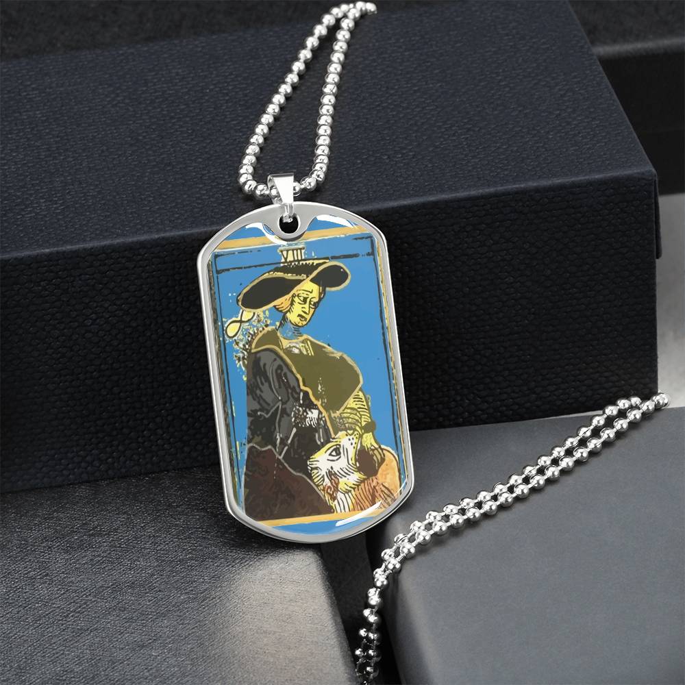 Strength Tarot Pendant Necklace - Army Tag Necklace, Dog Tag Necklace