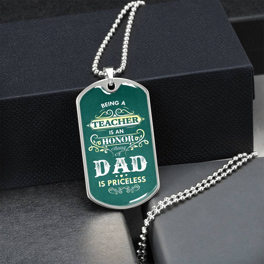 To My Dad Dog Tag Necklace,Teacher Dad Necklace, Teacher Dad Gift, Father's Day Gift,Dad Gifts - Army Tag Necklace, Dog Tag Necklace