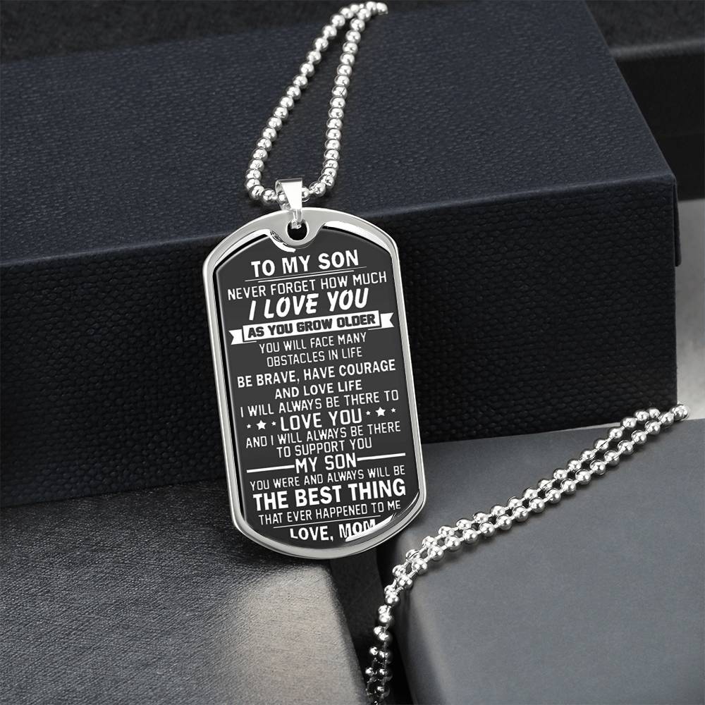 Mom To Son Necklace, To My Son Dog Tag Pendant, Mother To Son Gifts, Son Gift From Mom, Inspirational Son Necklace - Army Tag Necklace, Dog Tag Necklace