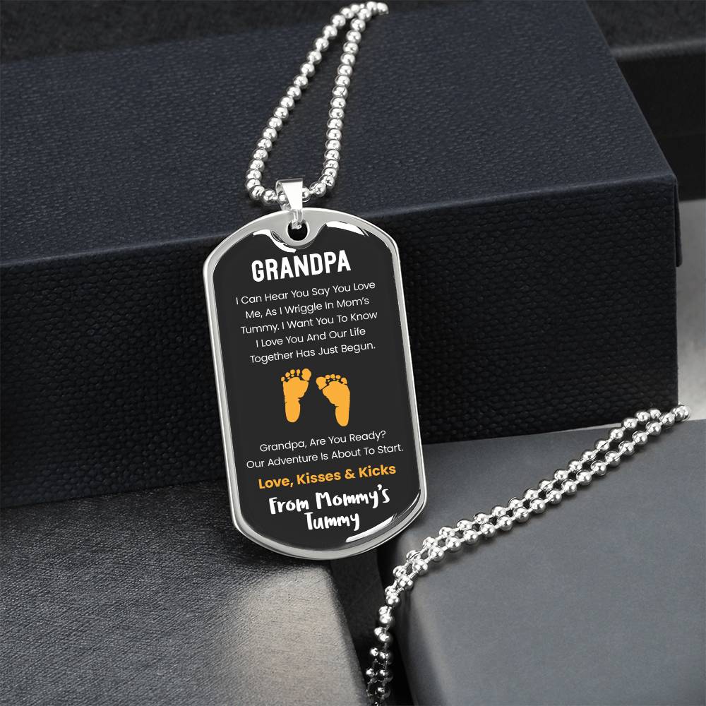 Grandpa I Can Hear You Say You Love Me - Yellow Version - Army Tag Necklace, Dog Tag Necklace