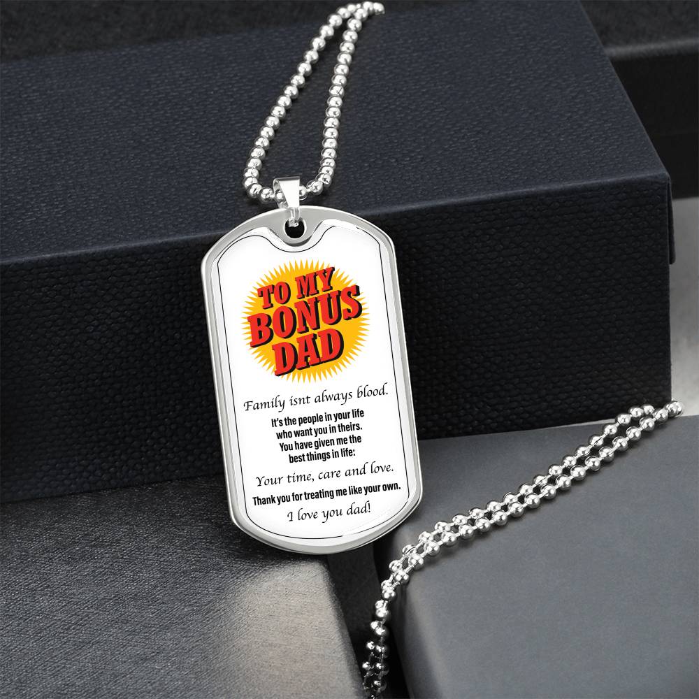 Father - You Are My World Artisan Necklace, Father's Day Gift, Happy Father's Day, Gift For Fathers Day, Bonus Dad - Army Tag Necklace, Dog Tag Necklace