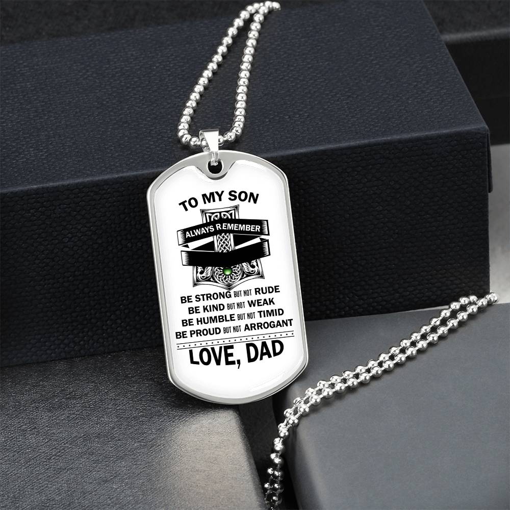 To Son - Be Kind But Not Weak - Gift From Dad - Army Tag Necklace, Dog Tag Necklace