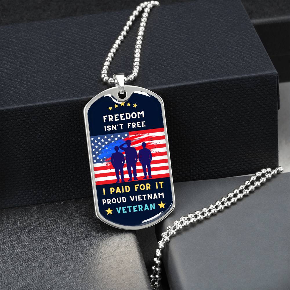 Proud Vietnam Veteran - Army Tag Necklace, Dog Tag Necklace