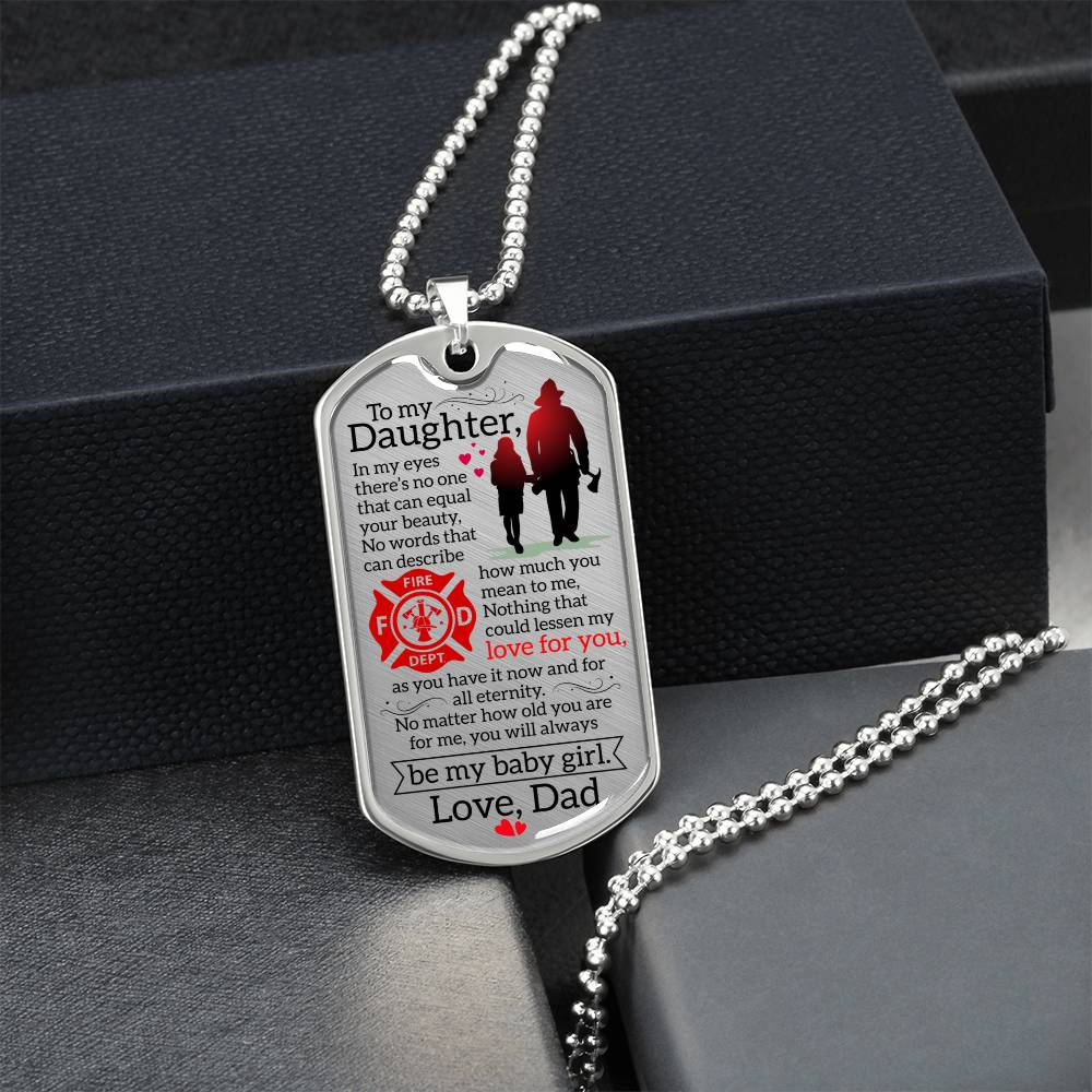 Firefighter Daughter Necklace - Firefighter Mom Necklace Gift - Firefighter Gift - Gift For Daughter - Gift From Father - Army Tag Necklace, Dog Tag Necklace