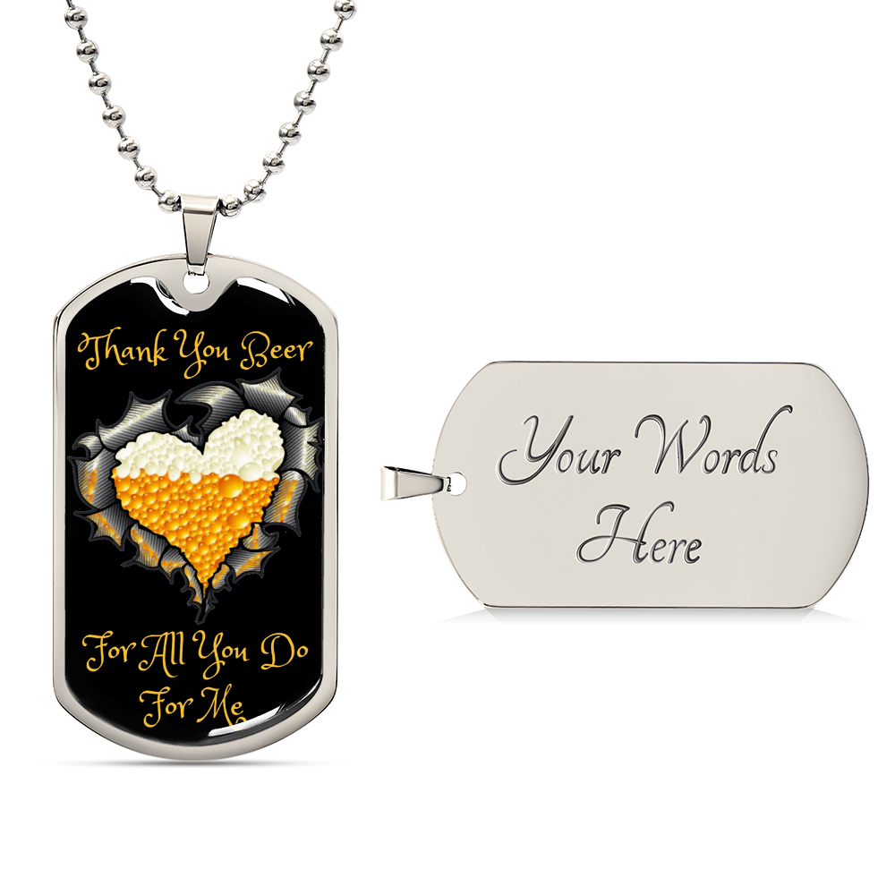 Thank You Beer Funny Beer Lover Dog-Tag Necklace - Army Tag Necklace, Dog Tag Necklace