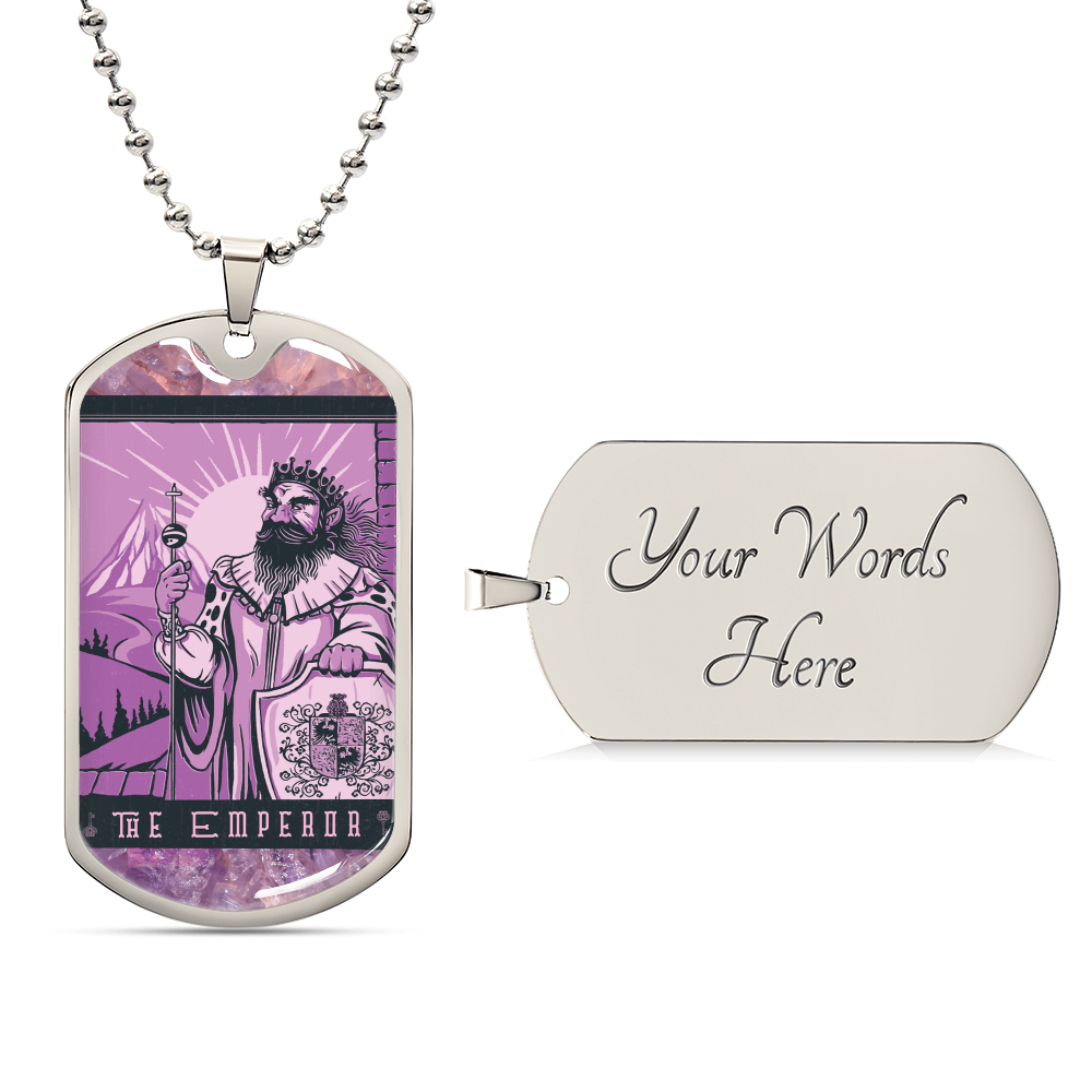 Tarot Card Necklace. Silver Or Gold. For Wiccans, Astrology, Zodiac, Spiritual, Best Friend.  Boho. The Emperor Card - Army Tag Necklace, Dog Tag Necklace