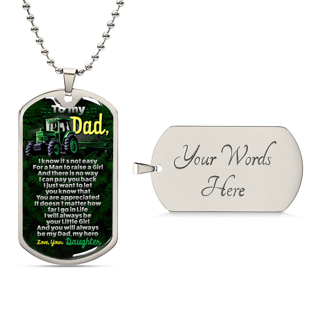 Gift From Daughter - Father Daughter Gift - Dad Gift Ideas - Gift For Father - Gift For Dad - Dad&#39;s Birthday Gift Idea - Army Tag Necklace, Dog Tag Necklace