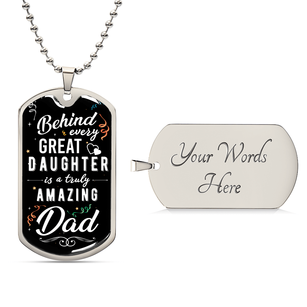 Daughter To Dad - Happy Birthday Dog Tag Necklace - Army Tag Necklace, Dog Tag Necklace