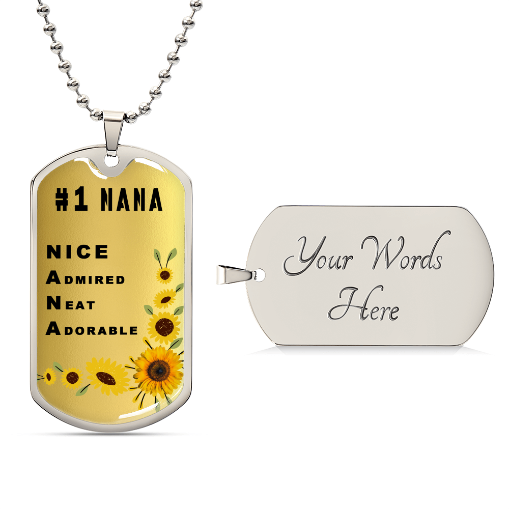 #1 Nana Personalized Dogtag Necklace Gold Mothers Day Gift - Army Tag Necklace, Dog Tag Necklace
