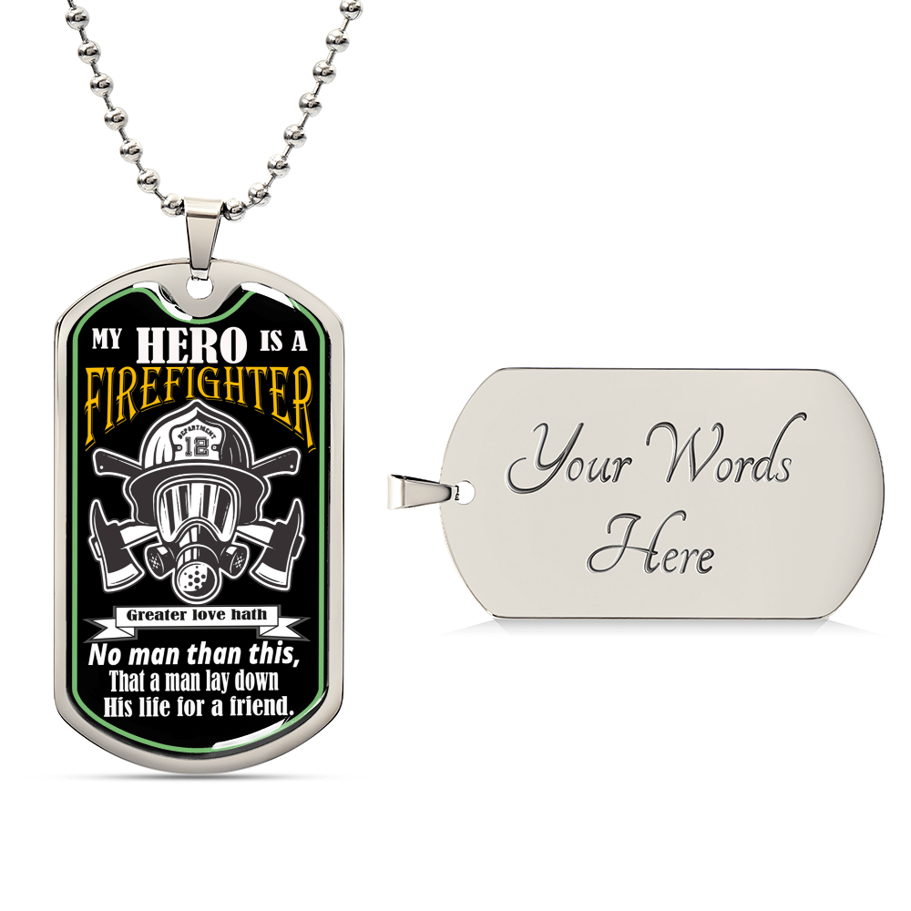 My Hero Is A Firefighter,Wish To Fathers&#39;s Day Gift - Army Tag Necklace, Dog Tag Necklace