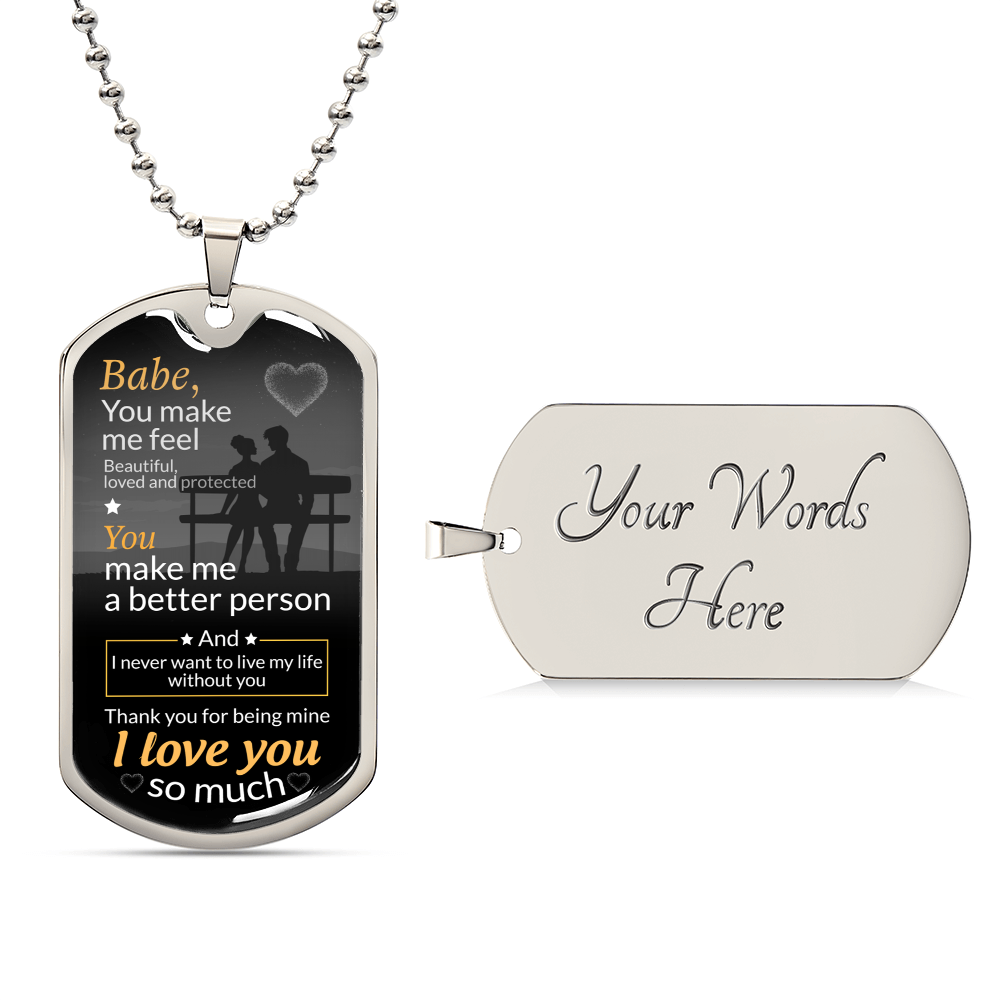 To My Girlfriend Necklace - Necklace For Girlfriend, Birthday Gift For Girlfriend, Girlfriend Gifts, Valentine Gift For Girlfriend - Army Tag Necklace, Dog Tag Necklace