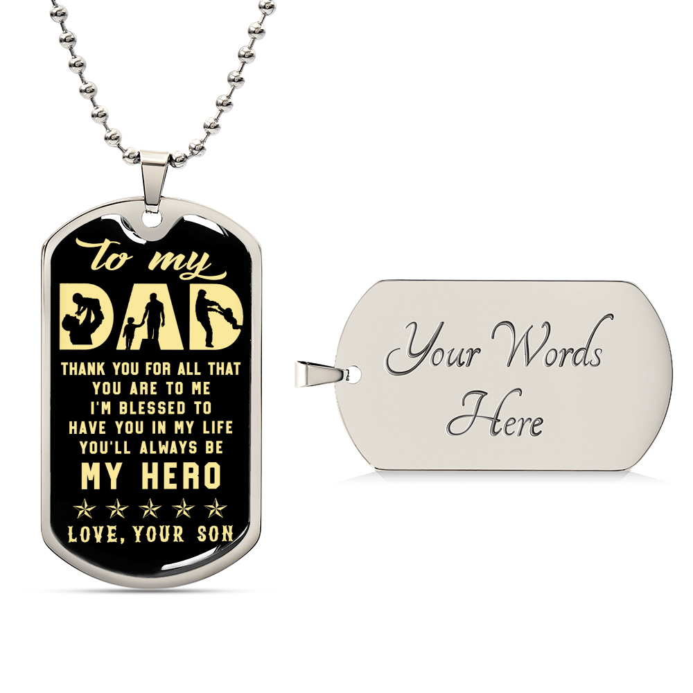 To My Dad Father&#39;s Day Gift From Son - Army Tag Necklace, Dog Tag Necklace