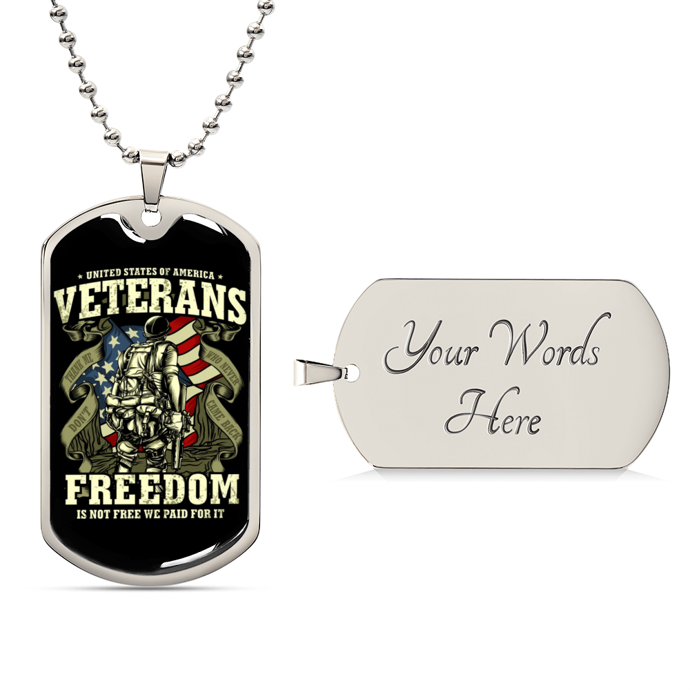 Veteran Dog Tag - Freedom Is Not Free - Army Tag Necklace, Dog Tag Necklace