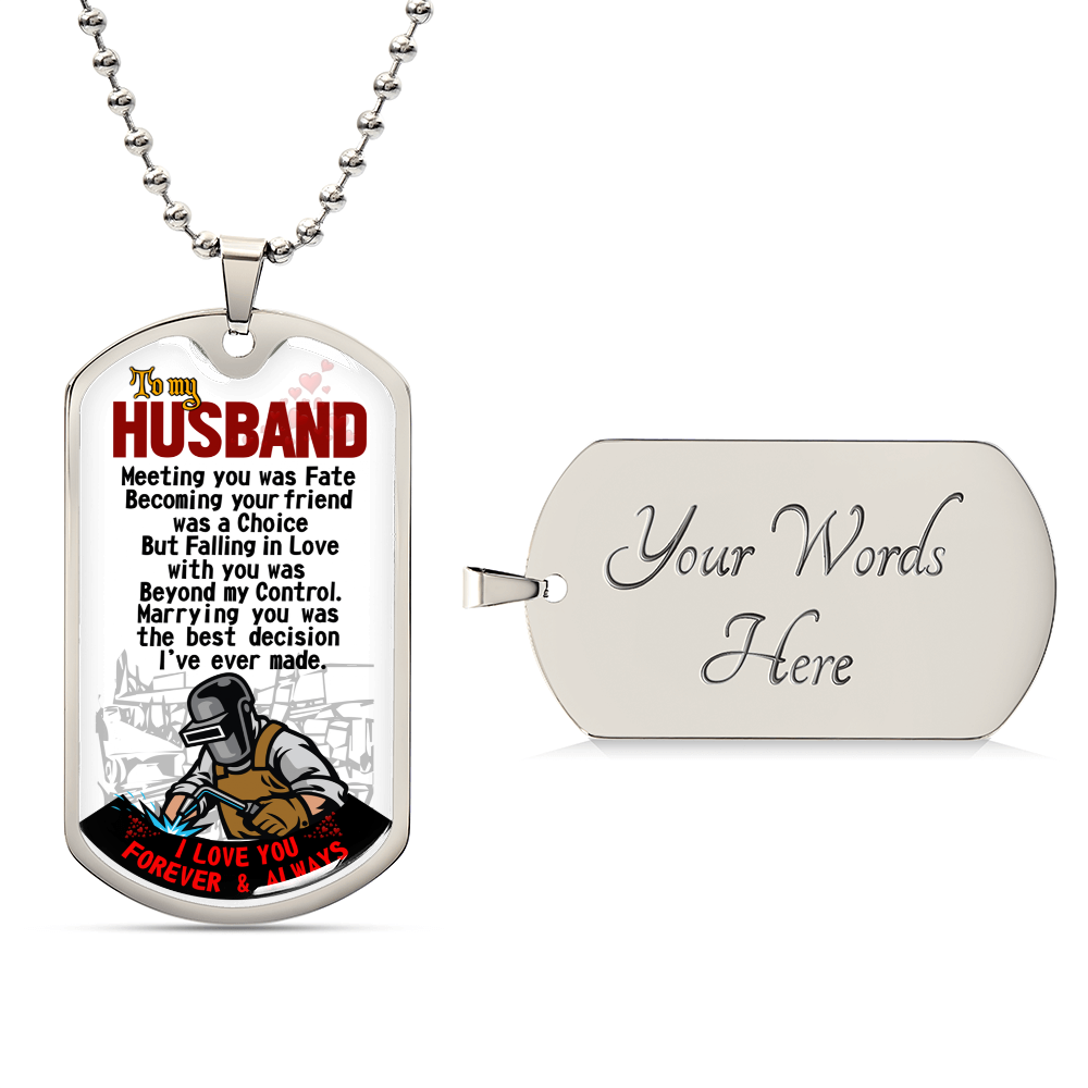 Welder Profession - Welder Husband - Welder Husband Gift From Wife - Welder&#39;s Wife - Welding Jobs - Welding Husband Birthday Gift - Army Tag Necklace, Dog Tag Necklace
