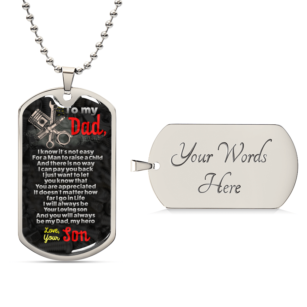 Mechanic&#39;s Dad - Premium Dog Tag From Son - Army Tag Necklace, Dog Tag Necklace